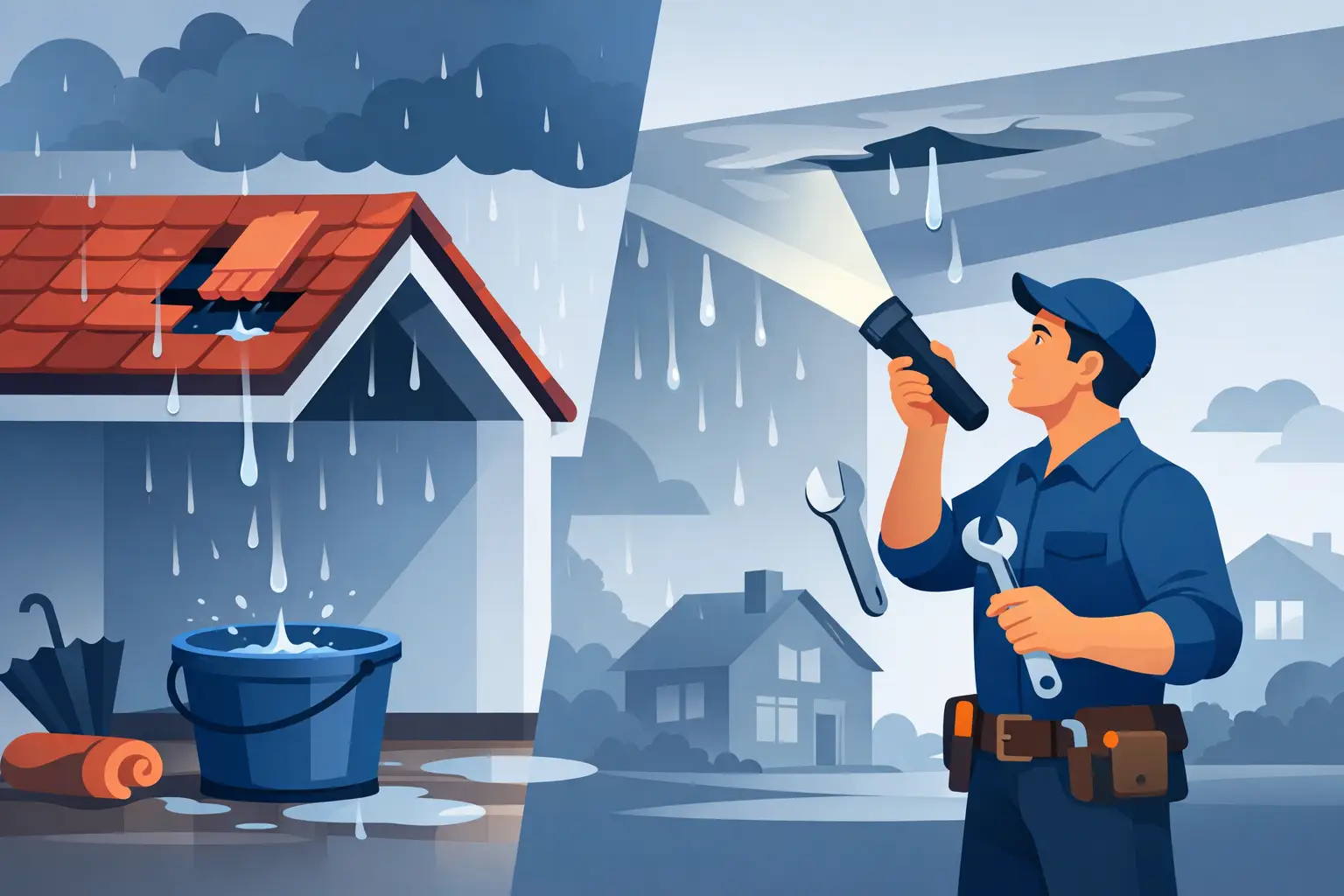 A Roof Leak After Heavy Rain Needs Fast Action